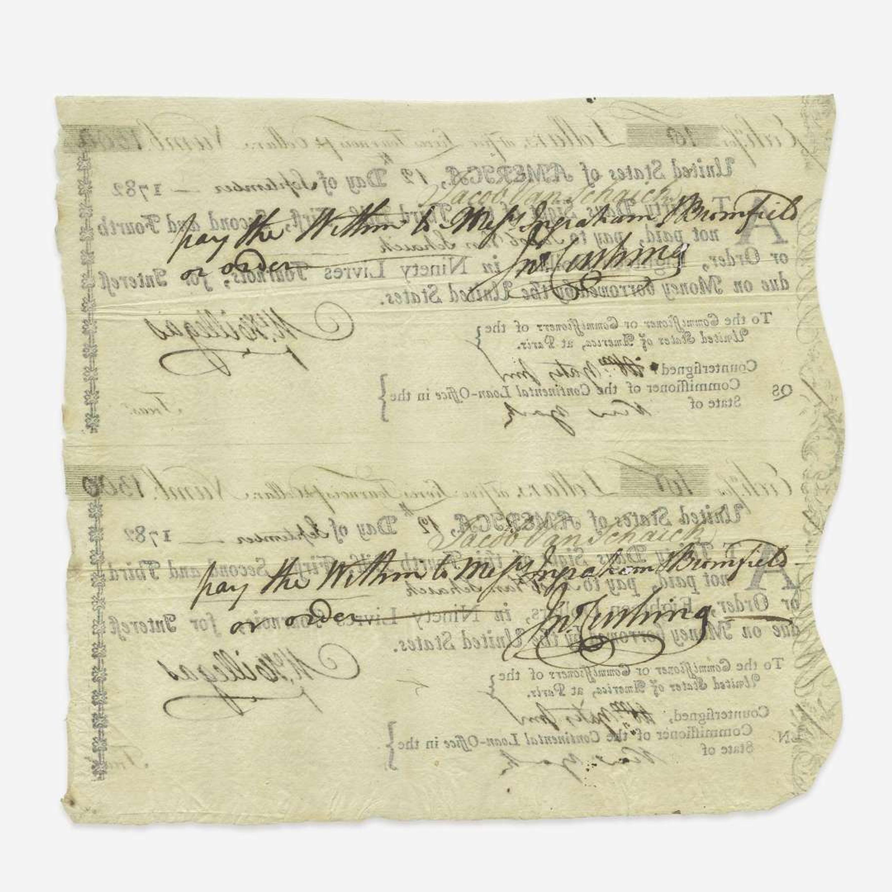 [American Revolution] Hillegas, Michael Document, signed