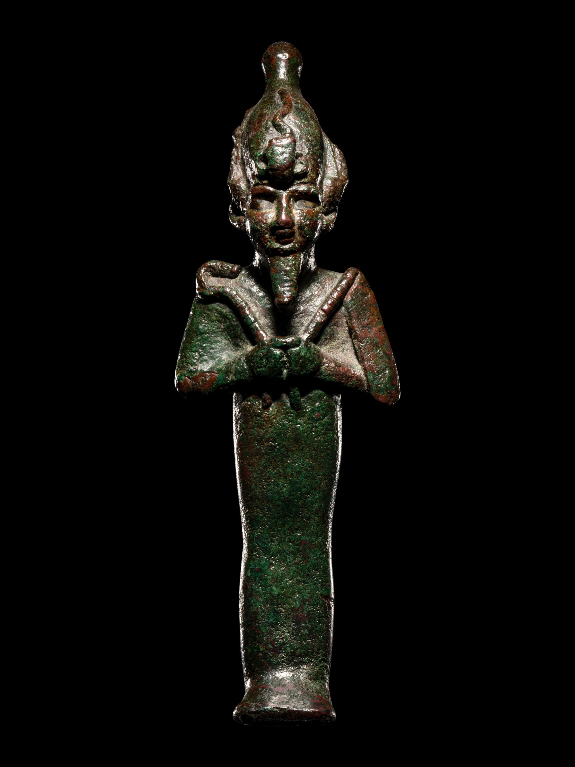 An Egyptian Bronze Osiris with Silver Inlaid Eyes