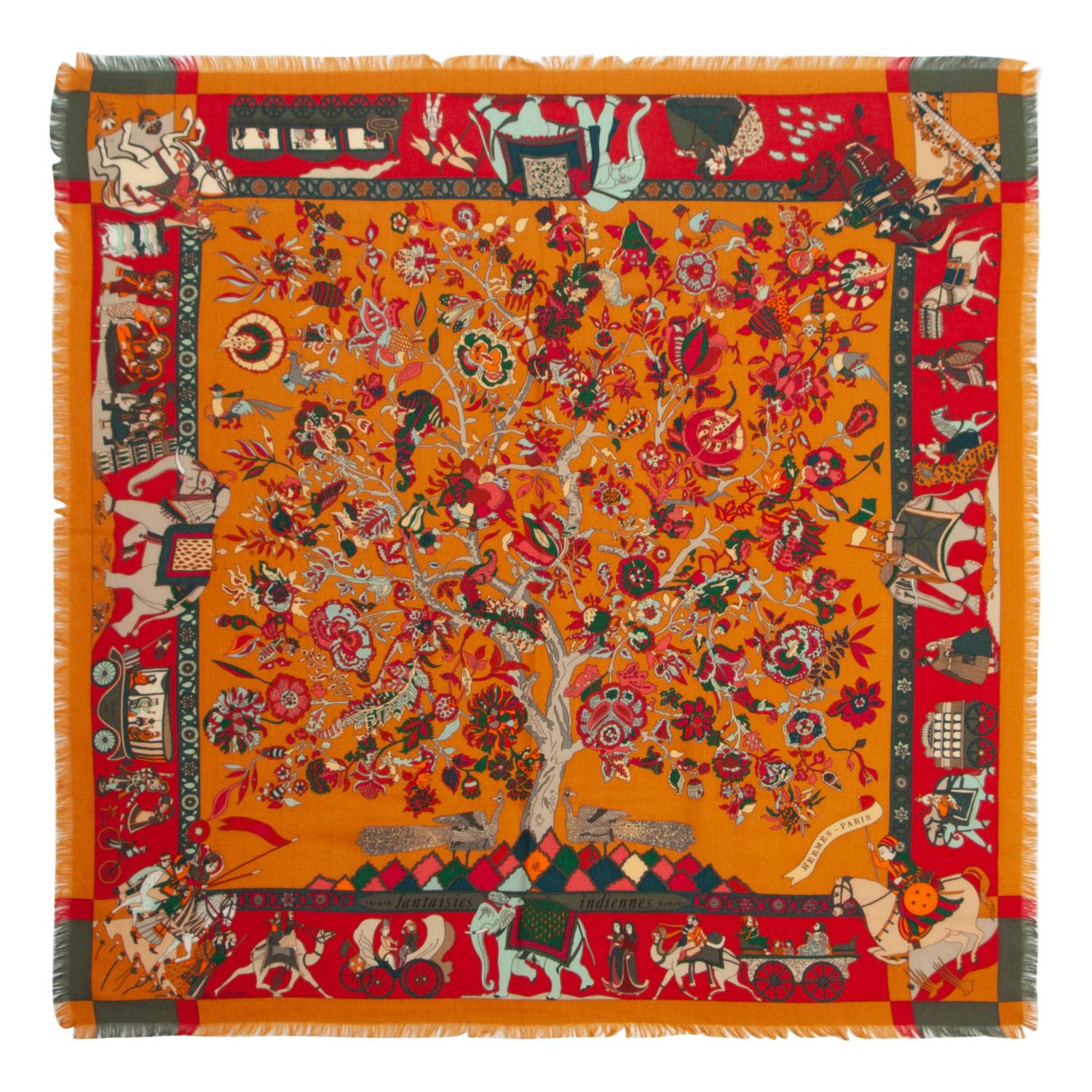 Two Hermès 90cm Silk/Cashmere Scarves