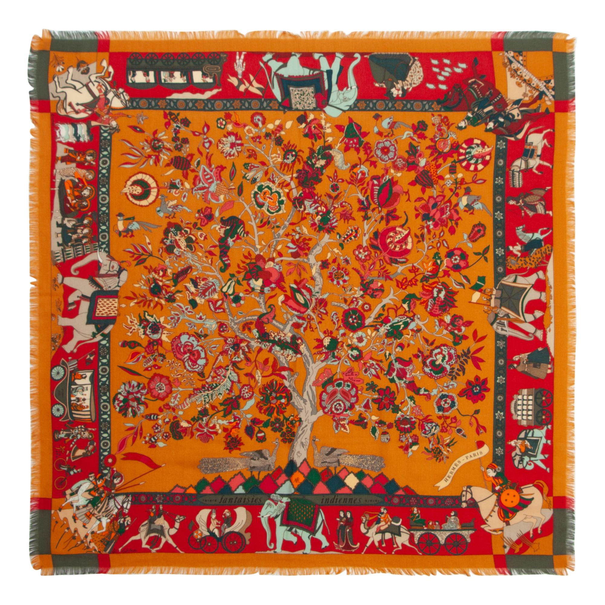 Two Hermès 90cm Silk/Cashmere Scarves