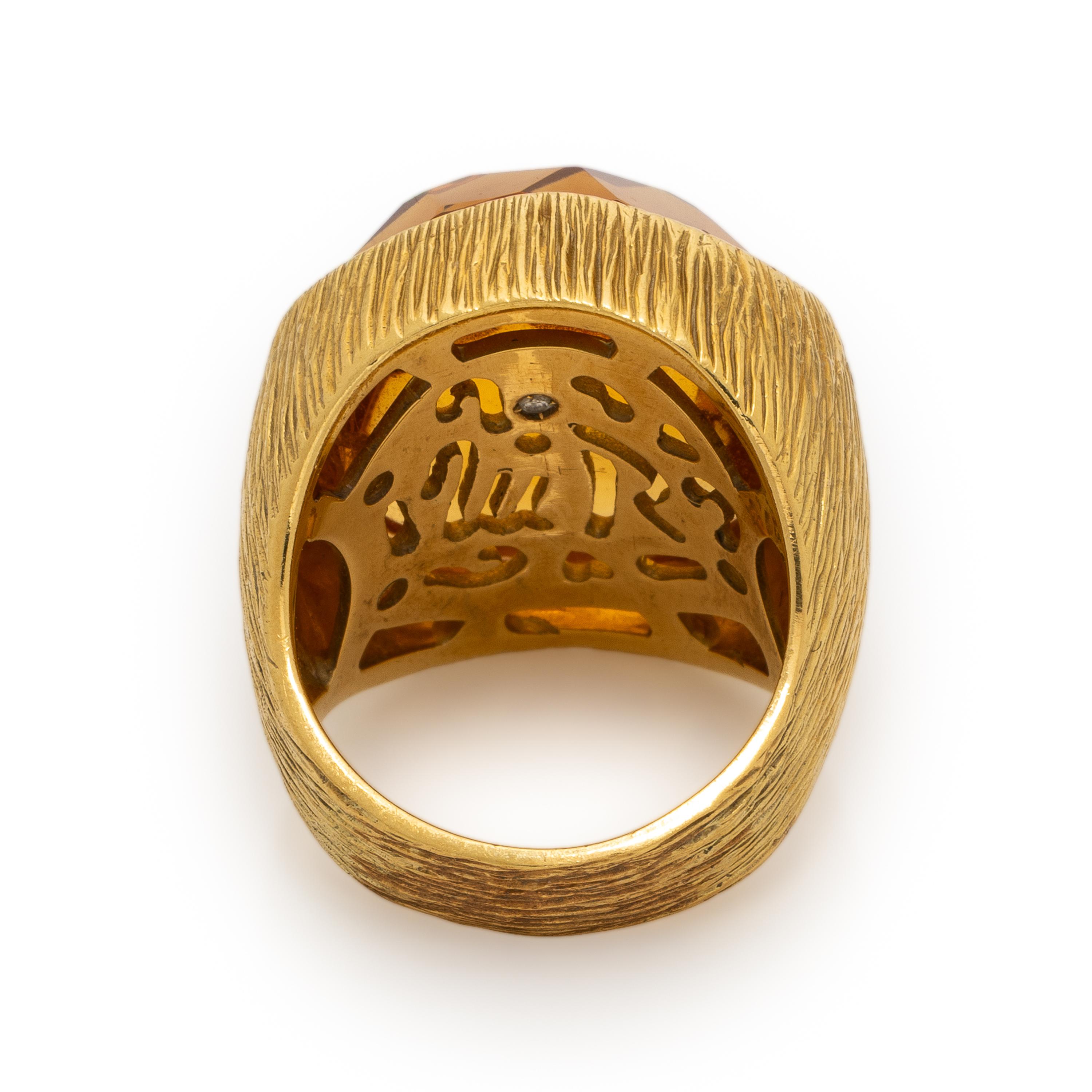 Marco Rota, Citrine and Yellow Gold Ring