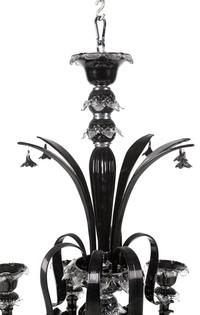 A Black Murano Glass Ten-Light Chandelier