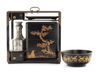 Two Japanese Gilt Decorated Lacquered Sage Jubako (Picnic Set)