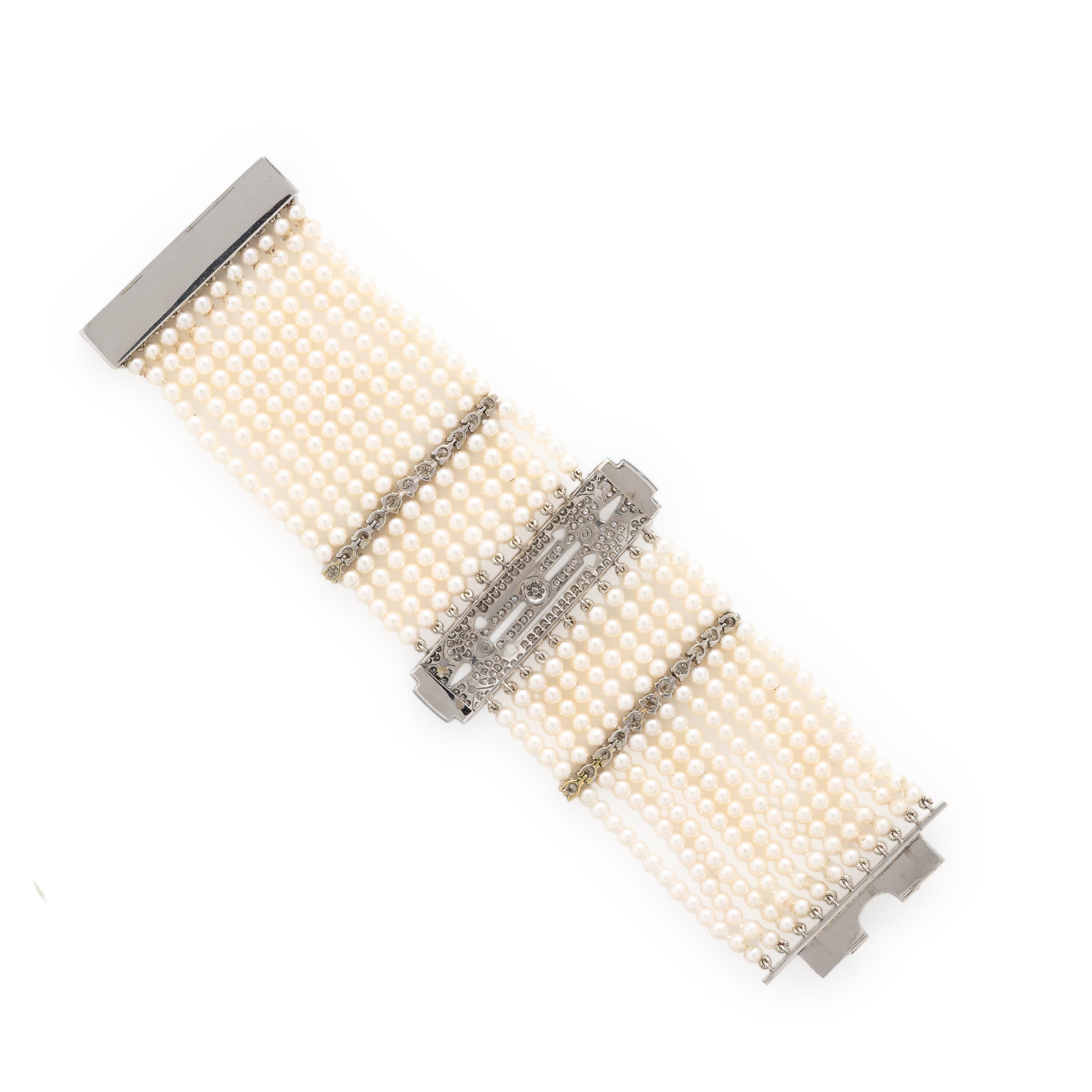 Seed Pearl, Diamond, and Sapphire Bracelet