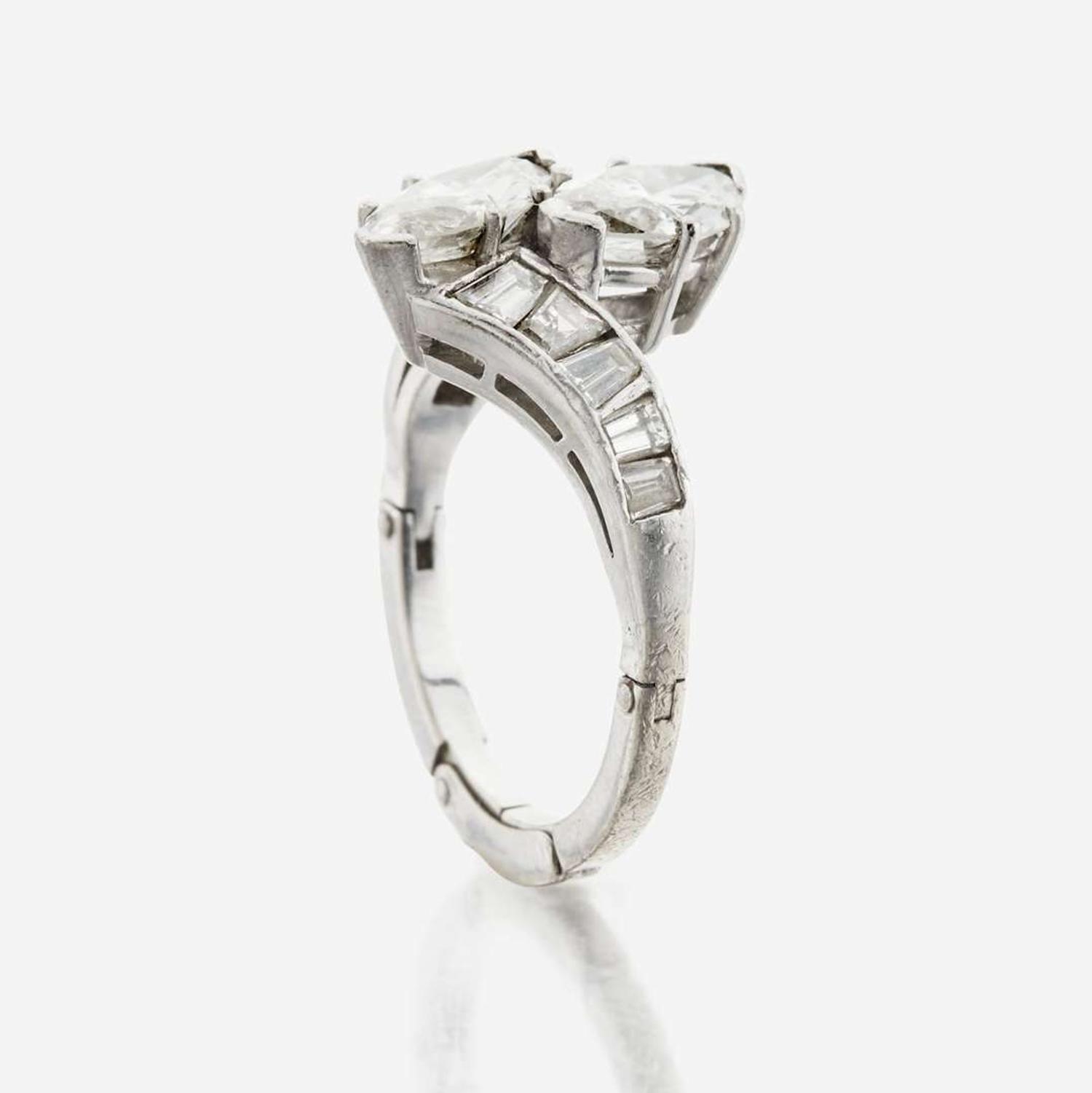 A diamond and platinum ring