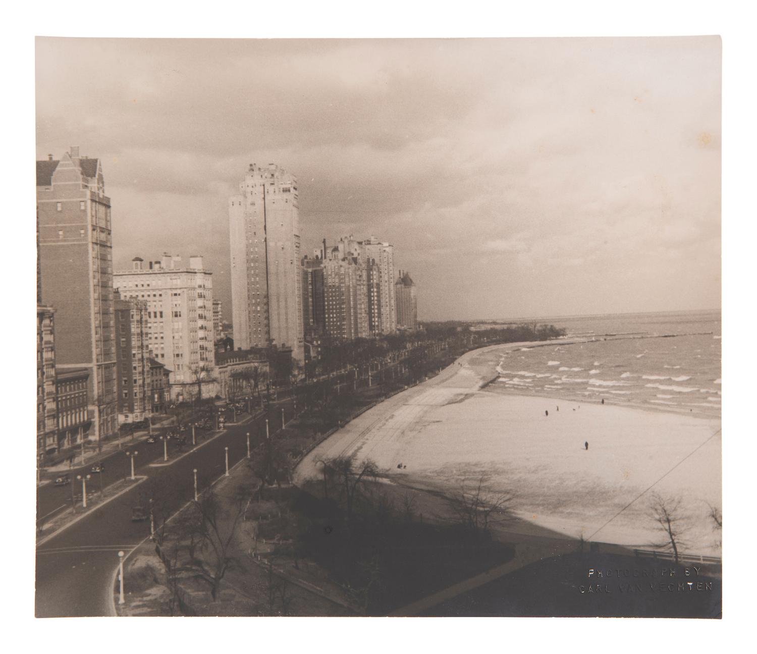 VAN VECHTEN, Carl (1880-1964), photographer. The lake front, Lake Shore Drive, Chicago . Nov. 1934.