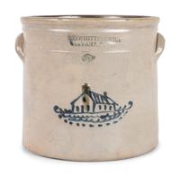 An A.O. Whittemore Cobalt Decorated Stoneware Two-Gallon Crock