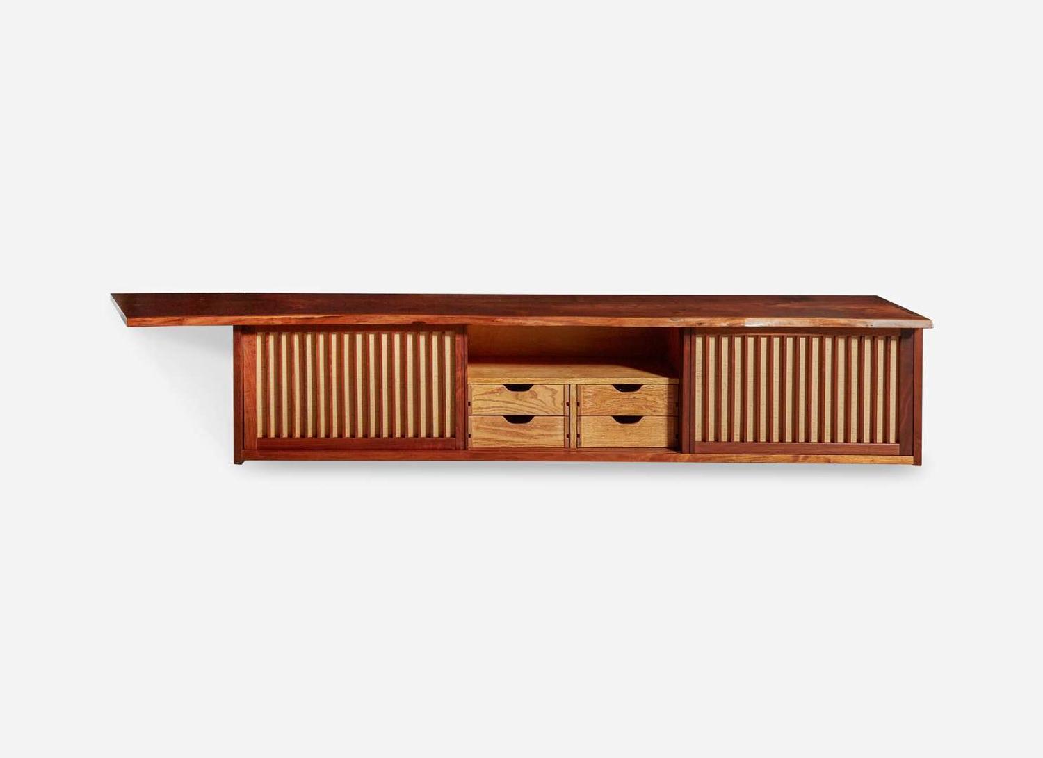 George Nakashima, Triple Sliding-Door Hanging Wall Case