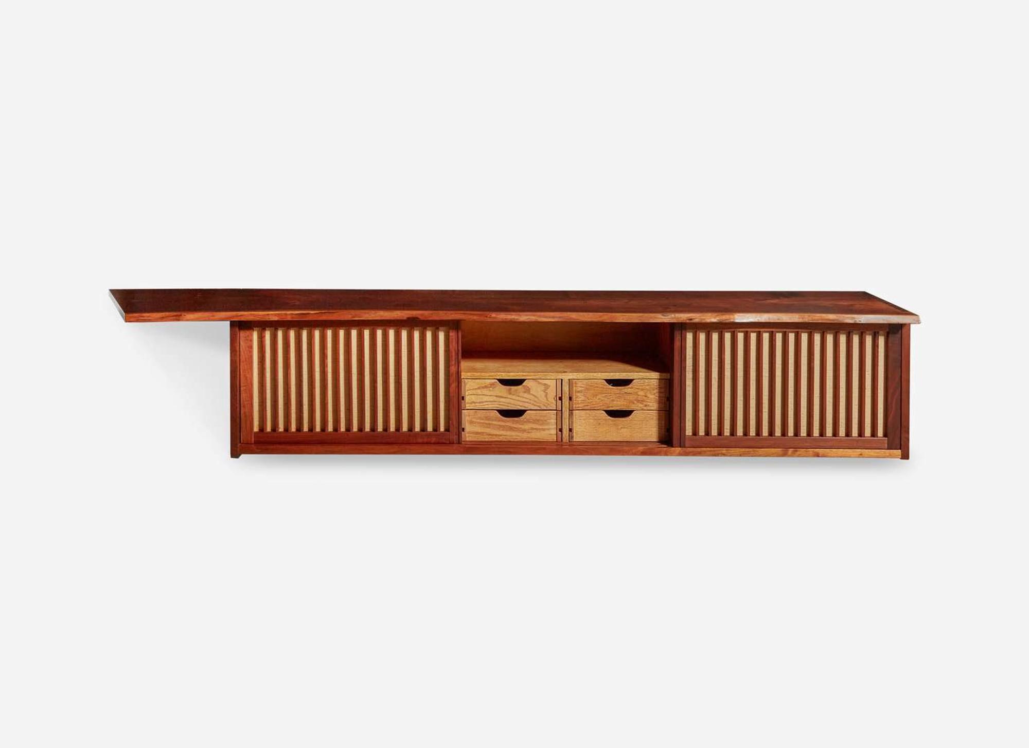 George Nakashima, Triple Sliding-Door Hanging Wall Case