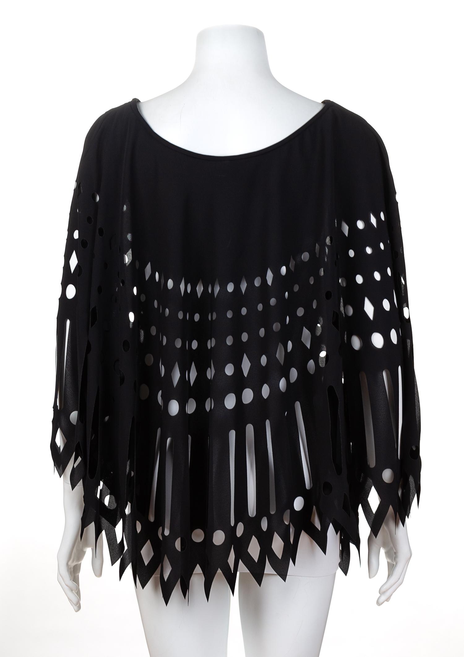 A Gianfranco Ferre Black Cutout Cape, Size 42.