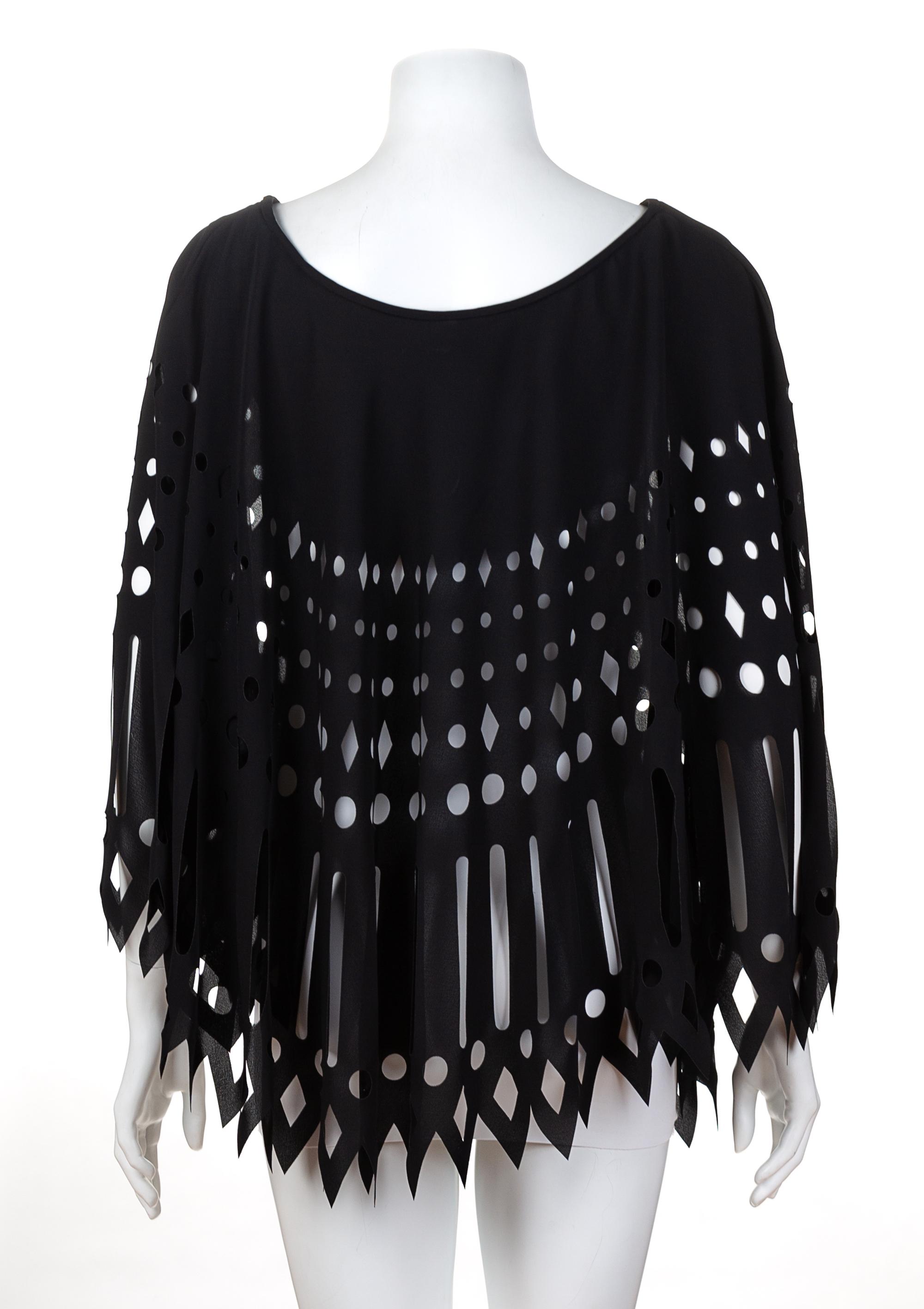 A Gianfranco Ferre Black Cutout Cape, Size 42.