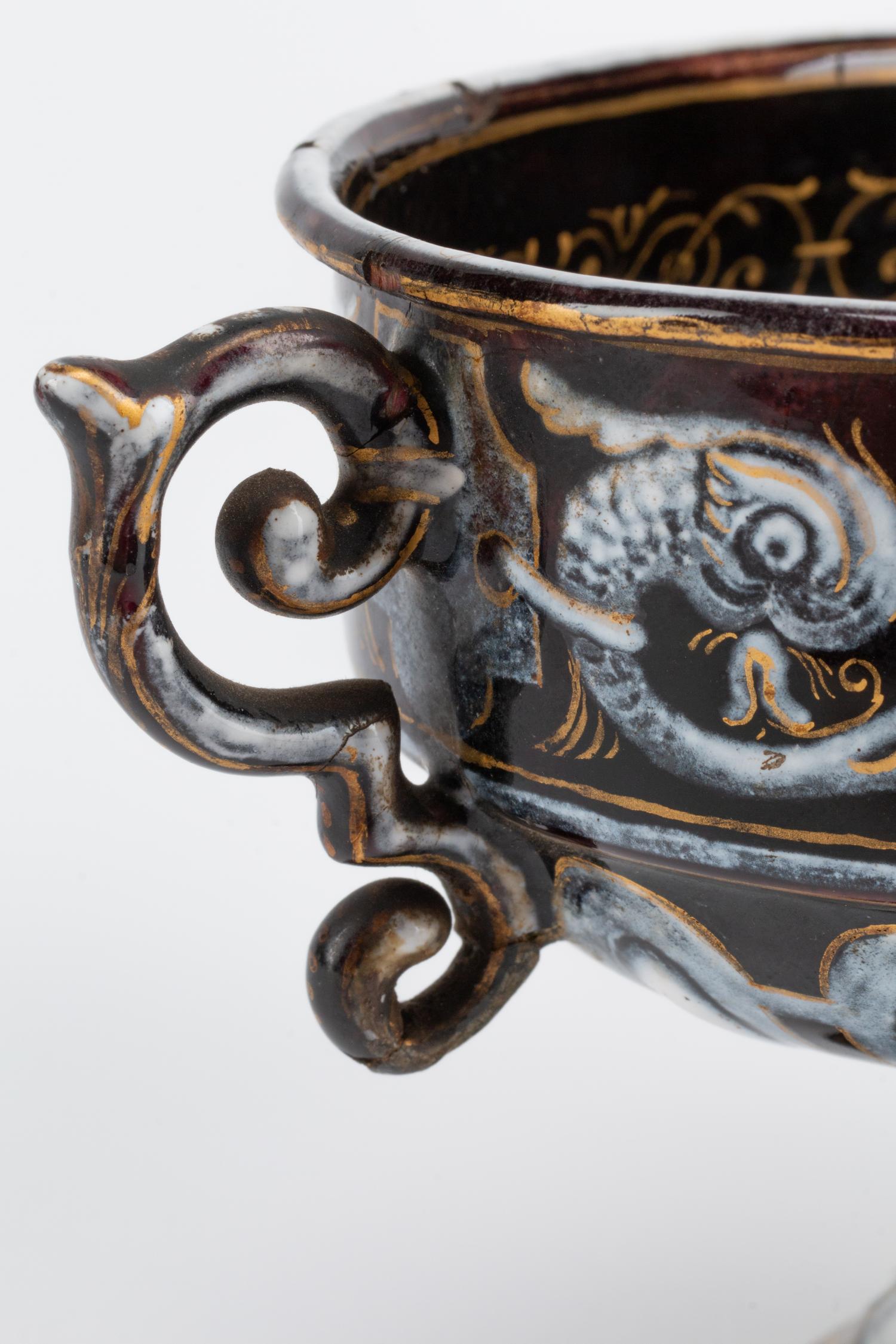 A Continental Enameled Copper Cup