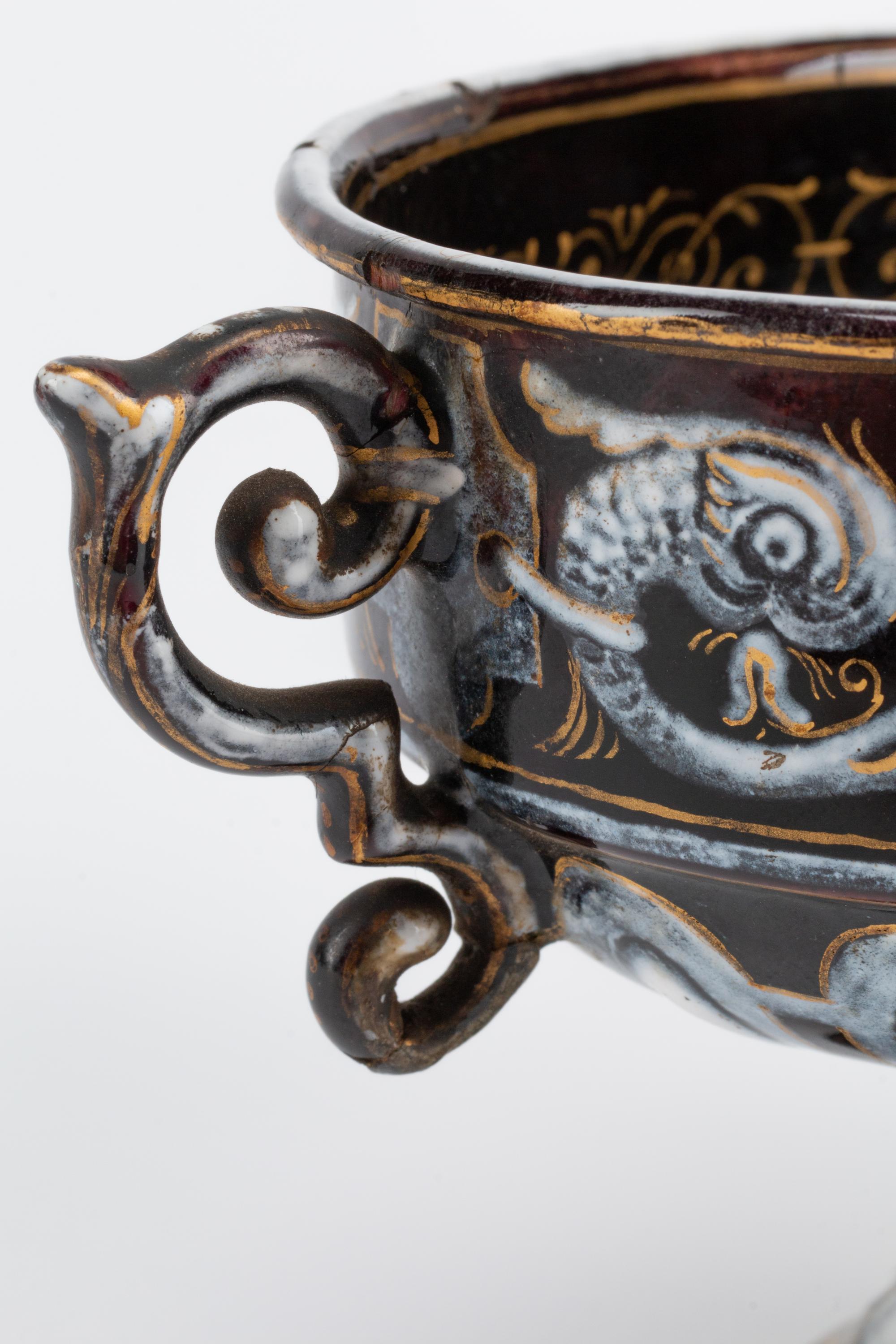A Continental Enameled Copper Cup