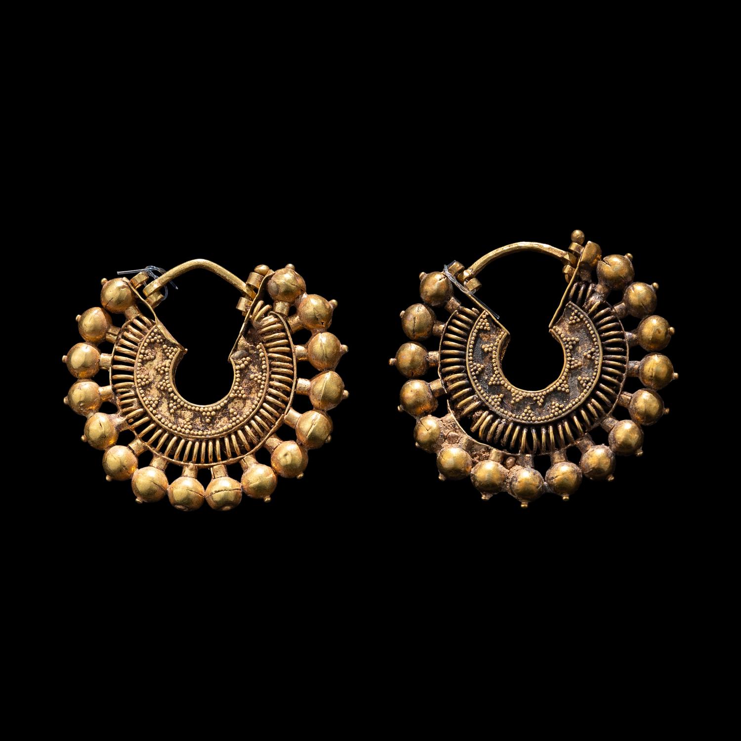 A Pair of Phoenician or Achaemenid Gold Hoop Earrings