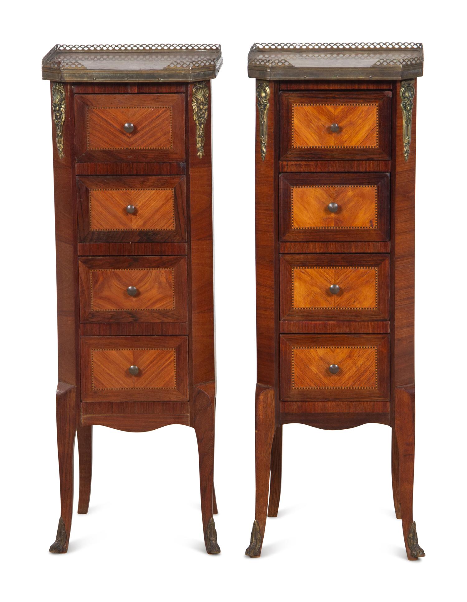 A Pair of French Gilt Bronze Mounted Kingwood Side Chests