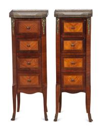 A Pair of French Gilt Bronze Mounted Kingwood Side Chests