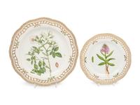 Two Royal Copenhagen Flora Danica Reticulated Porcelain Plates