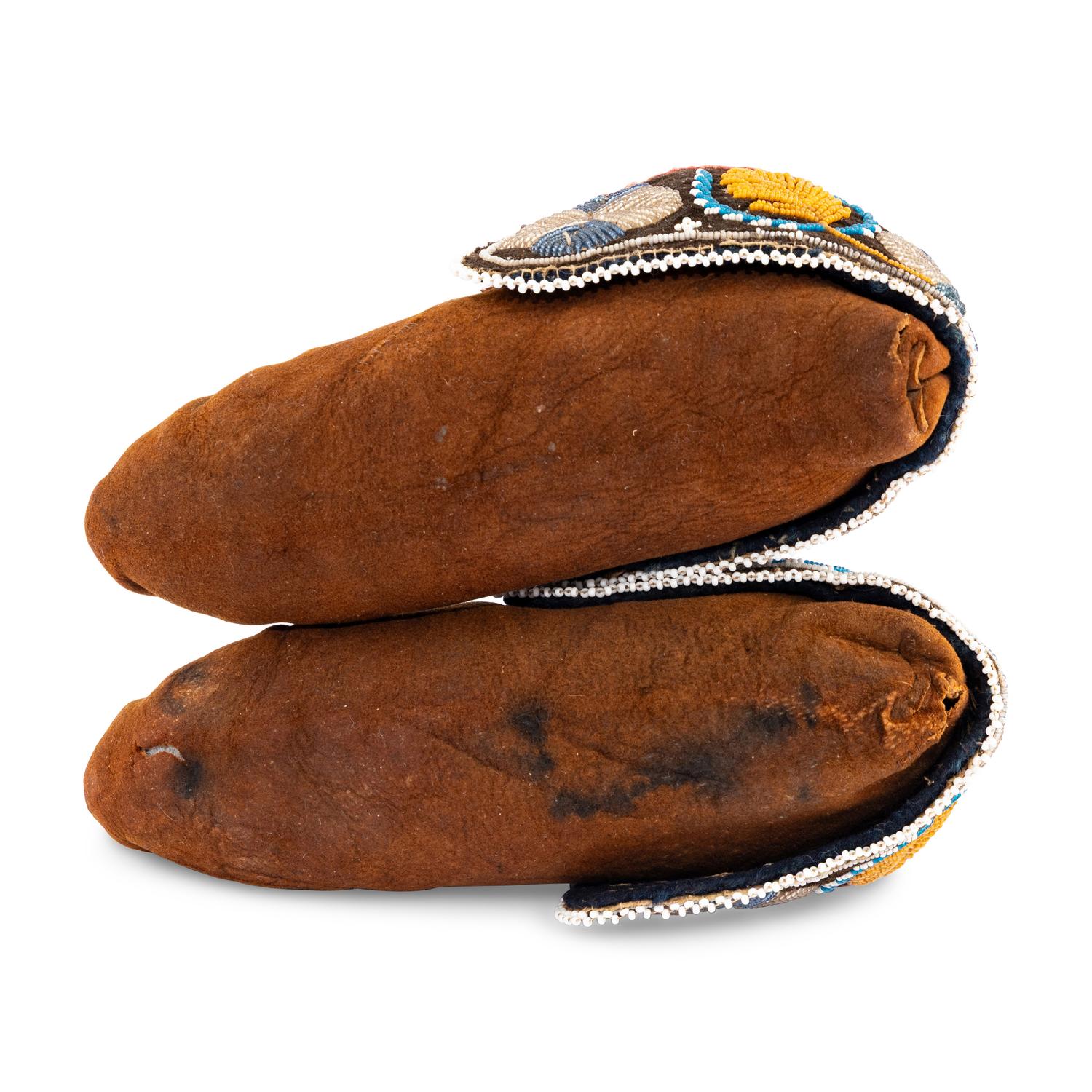 Athabaskan and Haudenosaunee Beaded Hide Moccasins