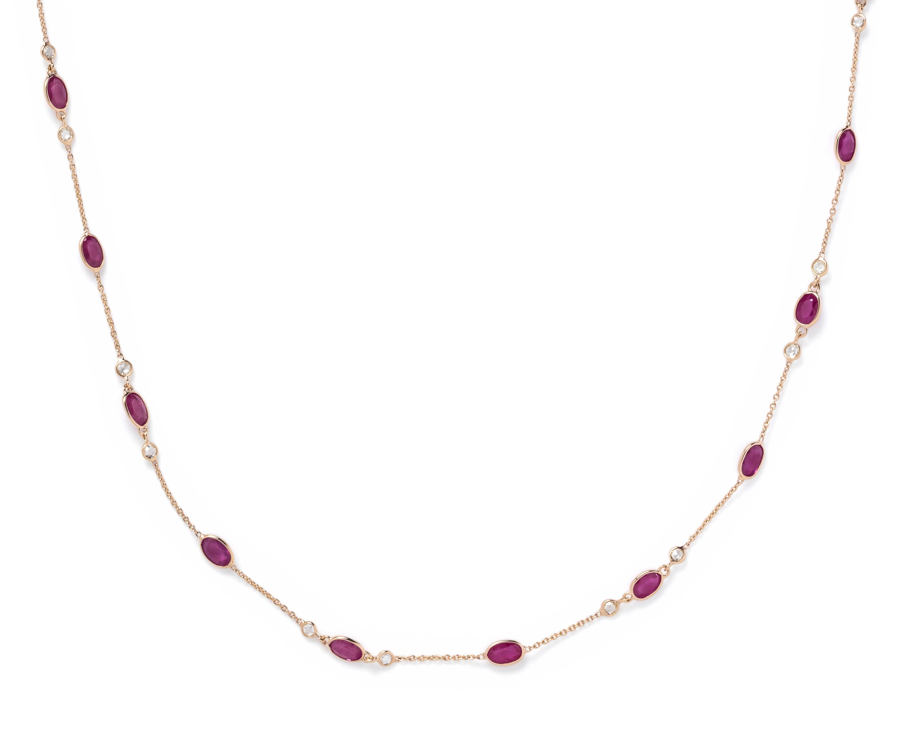 YELLOW GOLD, RUBY AND DIAMOND NECKLACE