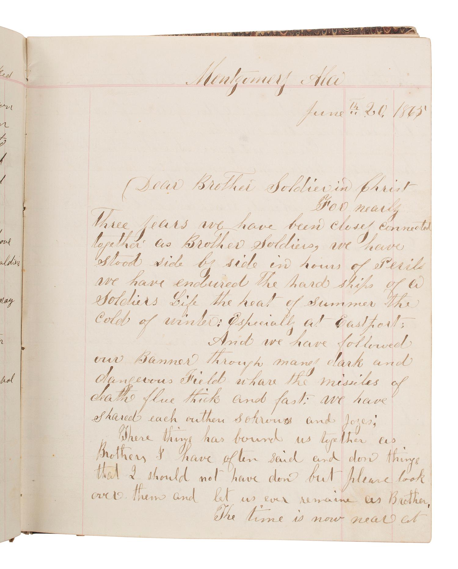 [CIVIL WAR]. Immediate post-war journal containing entries from 30+ soldiers of the 117th Illinois Infantry.