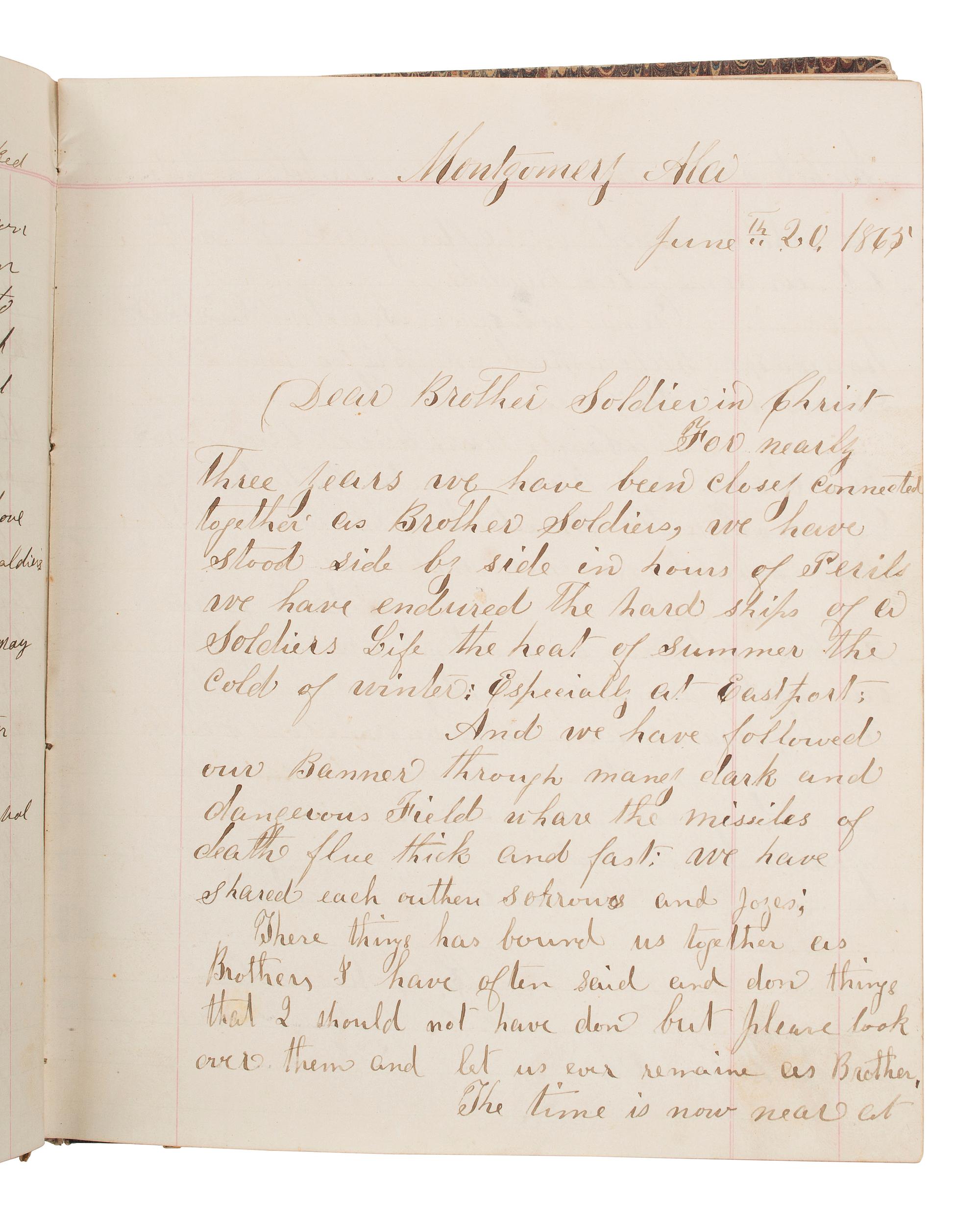 [CIVIL WAR]. Immediate post-war journal containing entries from 30+ soldiers of the 117th Illinois Infantry.