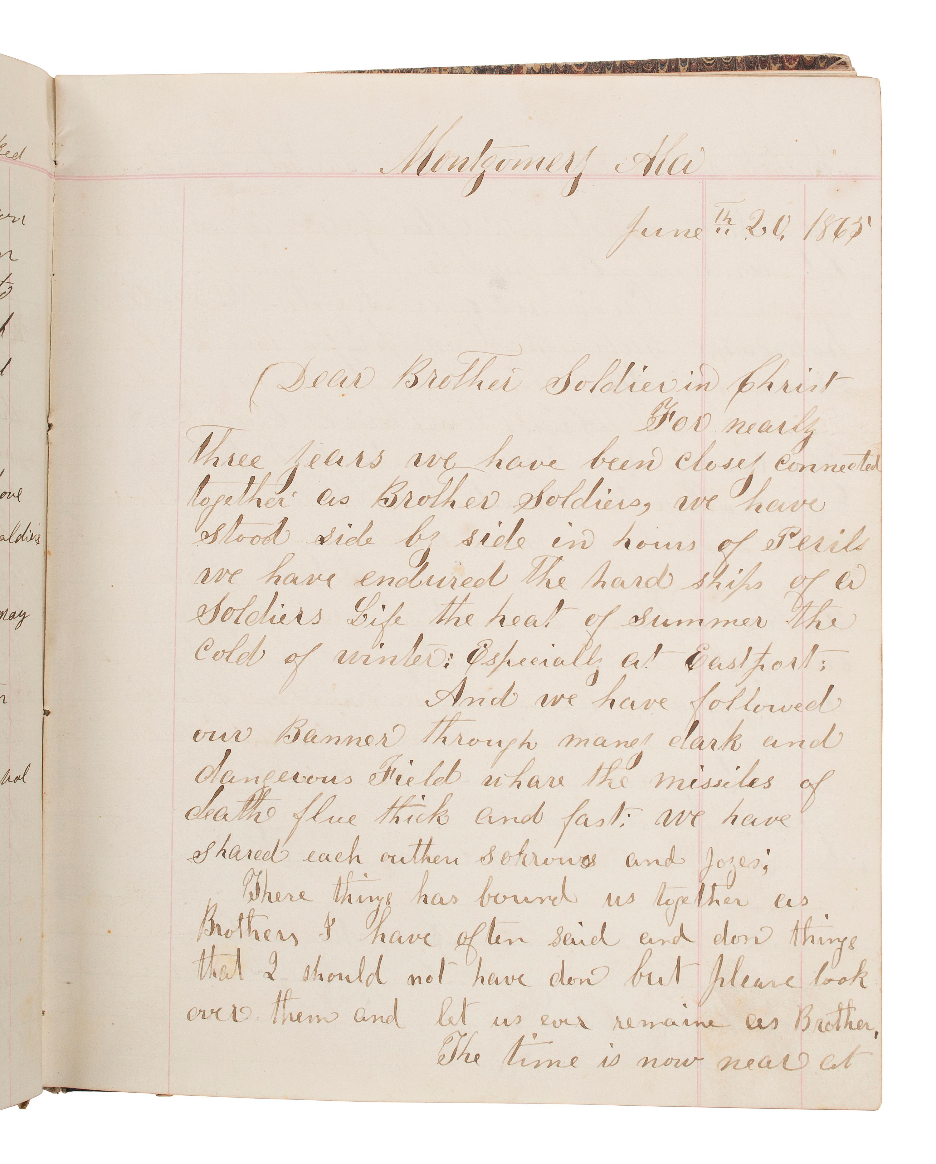 [CIVIL WAR]. Immediate post-war journal containing entries from 30+ soldiers of the 117th Illinois Infantry.