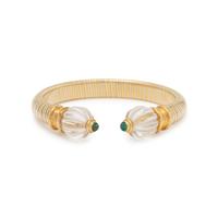 BOUCHERON, BICOLOR GOLD, ROCK CRYSTAL, AND EMERALD CUFF BRACELET