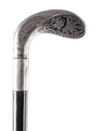 An Austrian Niello Silver Mounted Ebony Walking Stick