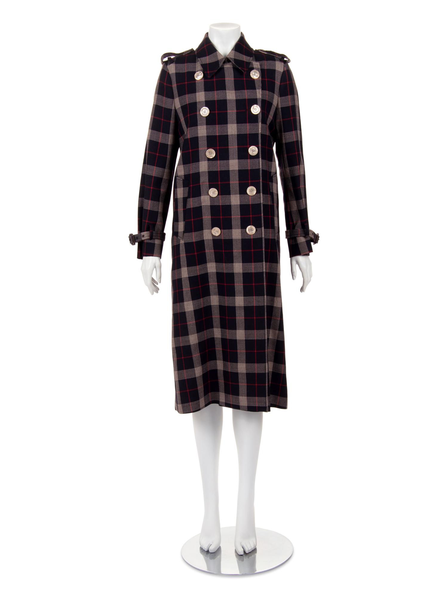 Gucci Wool Plaid Trench Coat