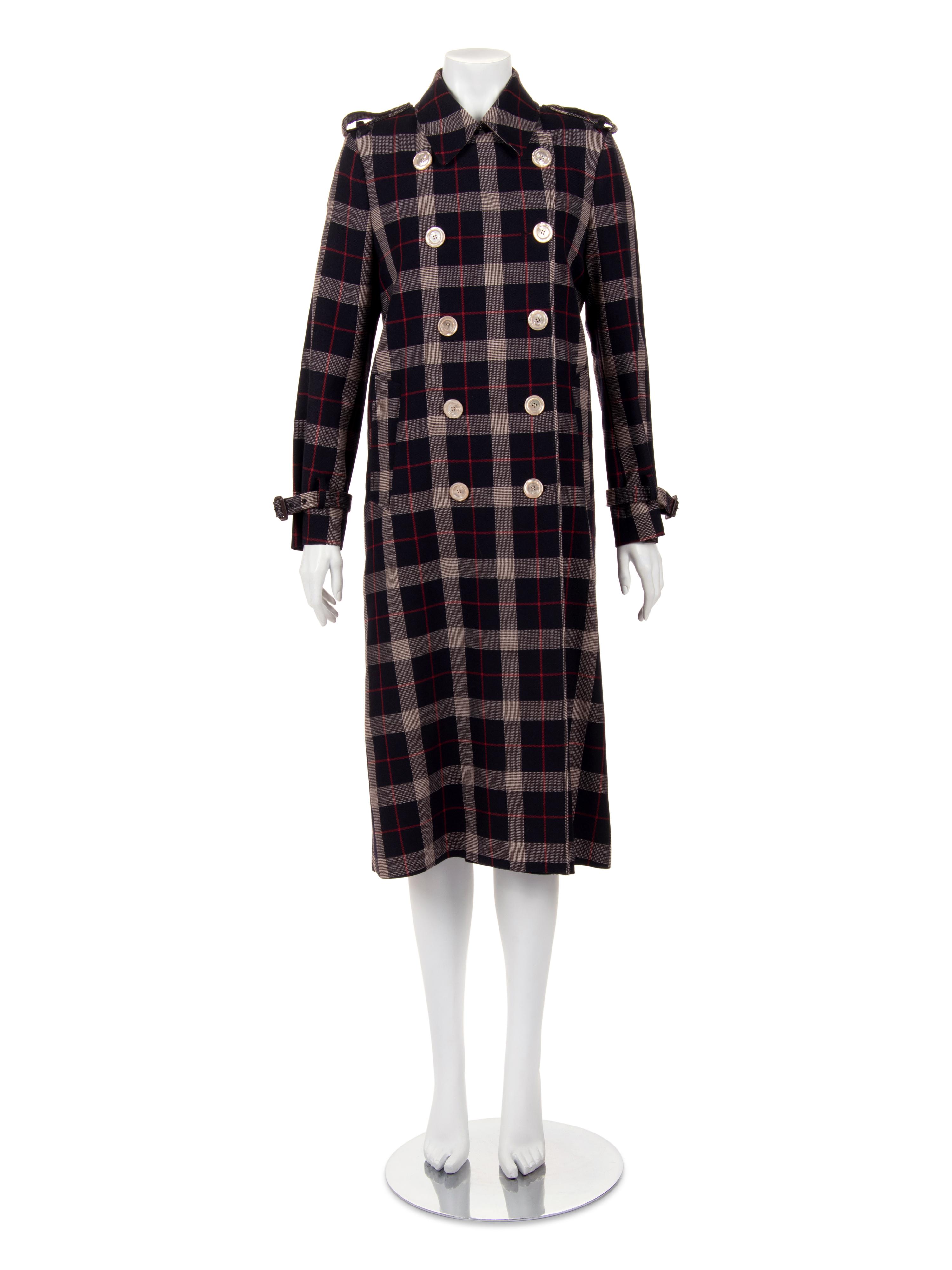 Gucci Wool Plaid Trench Coat