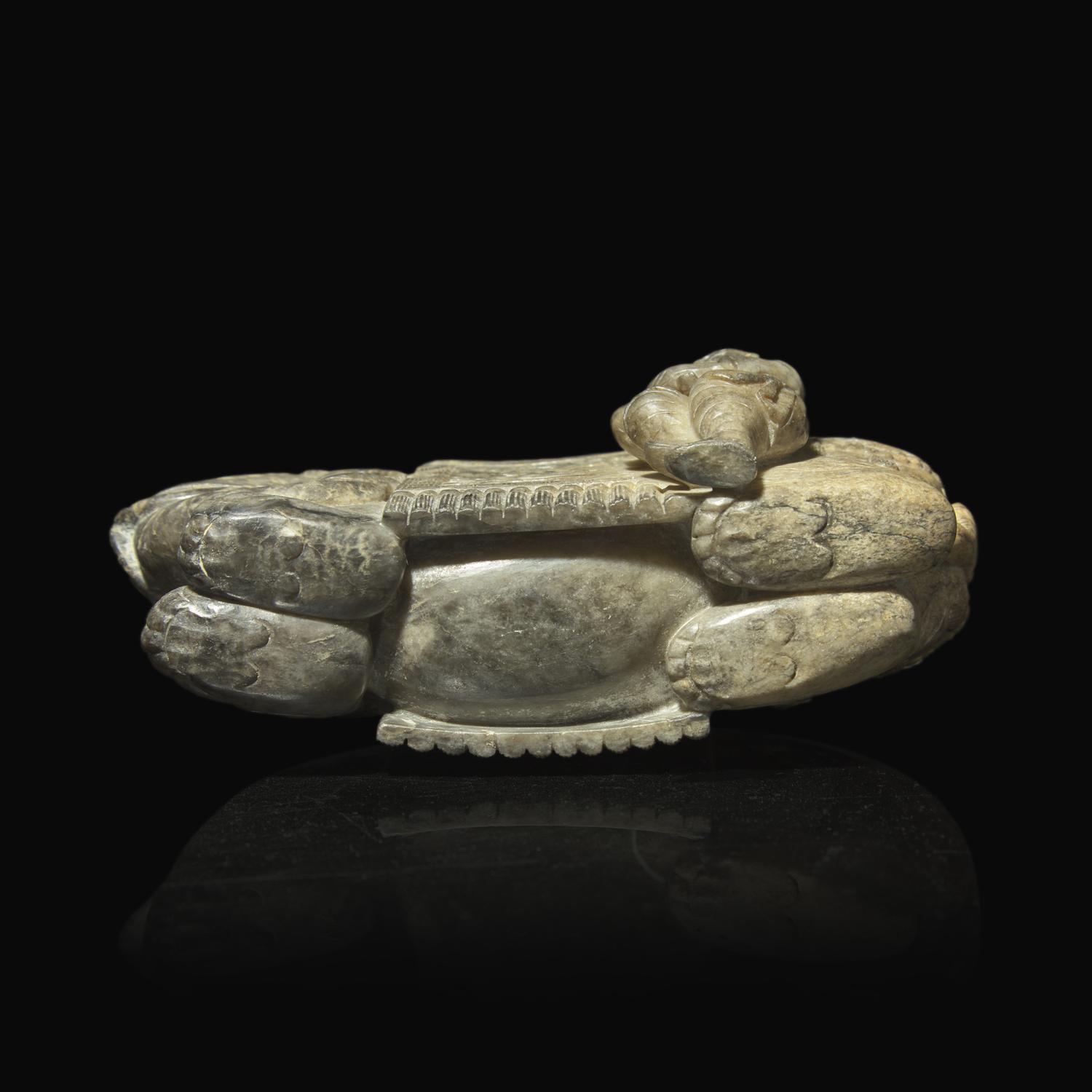 A Chinese Carved 'Washing the Elephant' Group 石雕童子洗象