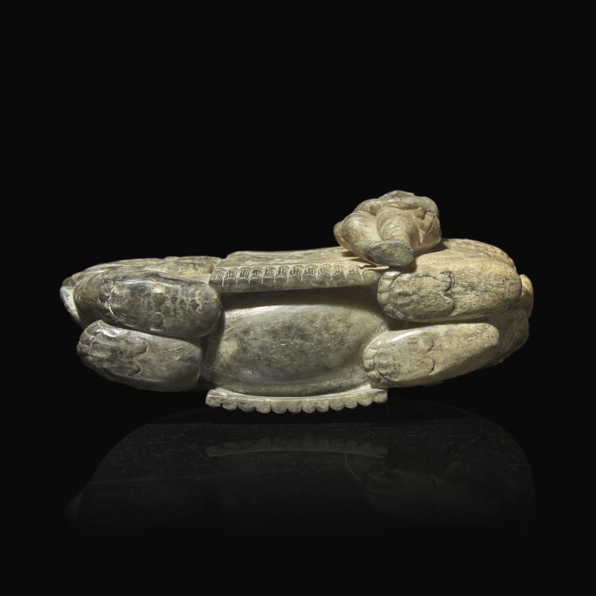 A Chinese Carved 'Washing the Elephant' Group 石雕童子洗象
