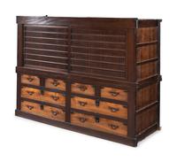 A Japanese Hinoki and Keyaki Wood Tansu Cabinet