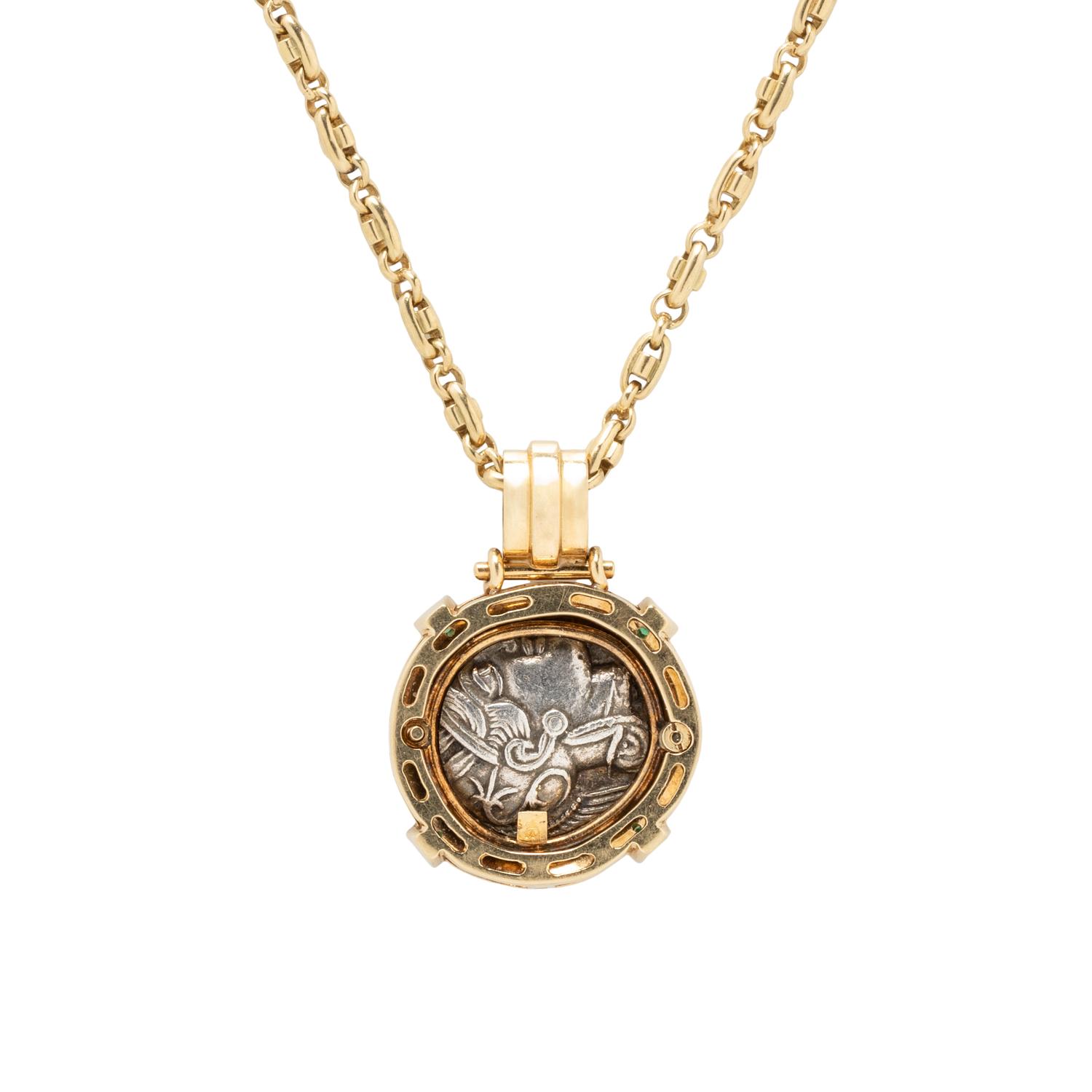 TETRADRACHM COIN AND MULTIGEM PENDANT NECKLACE