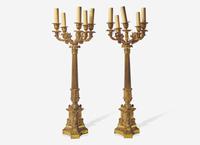 A Pair of Charles X Gilt Bronze Five-Light Candelabra
