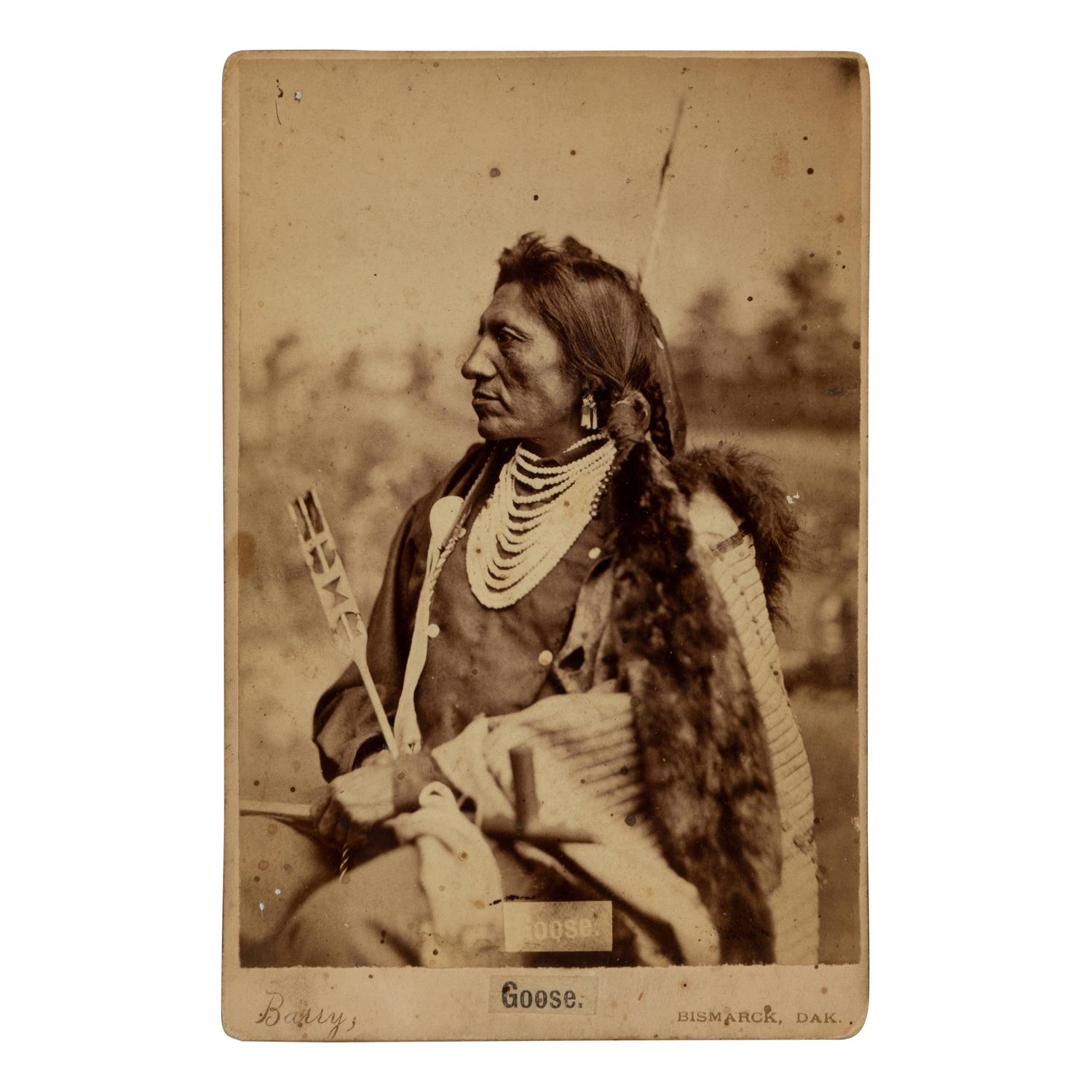 [Late Indian Wars]. A pair of cabinet cards of Little Bighorn participants, including Goose and Spotted Eagle.