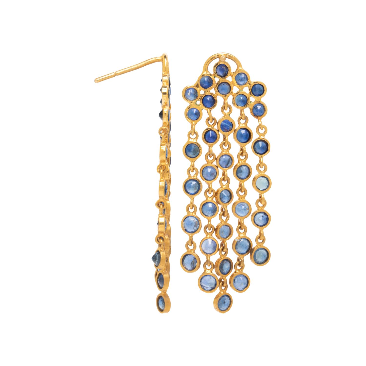YELLOW GOLD AND SAPPHIRE FRINGE EARRINGS