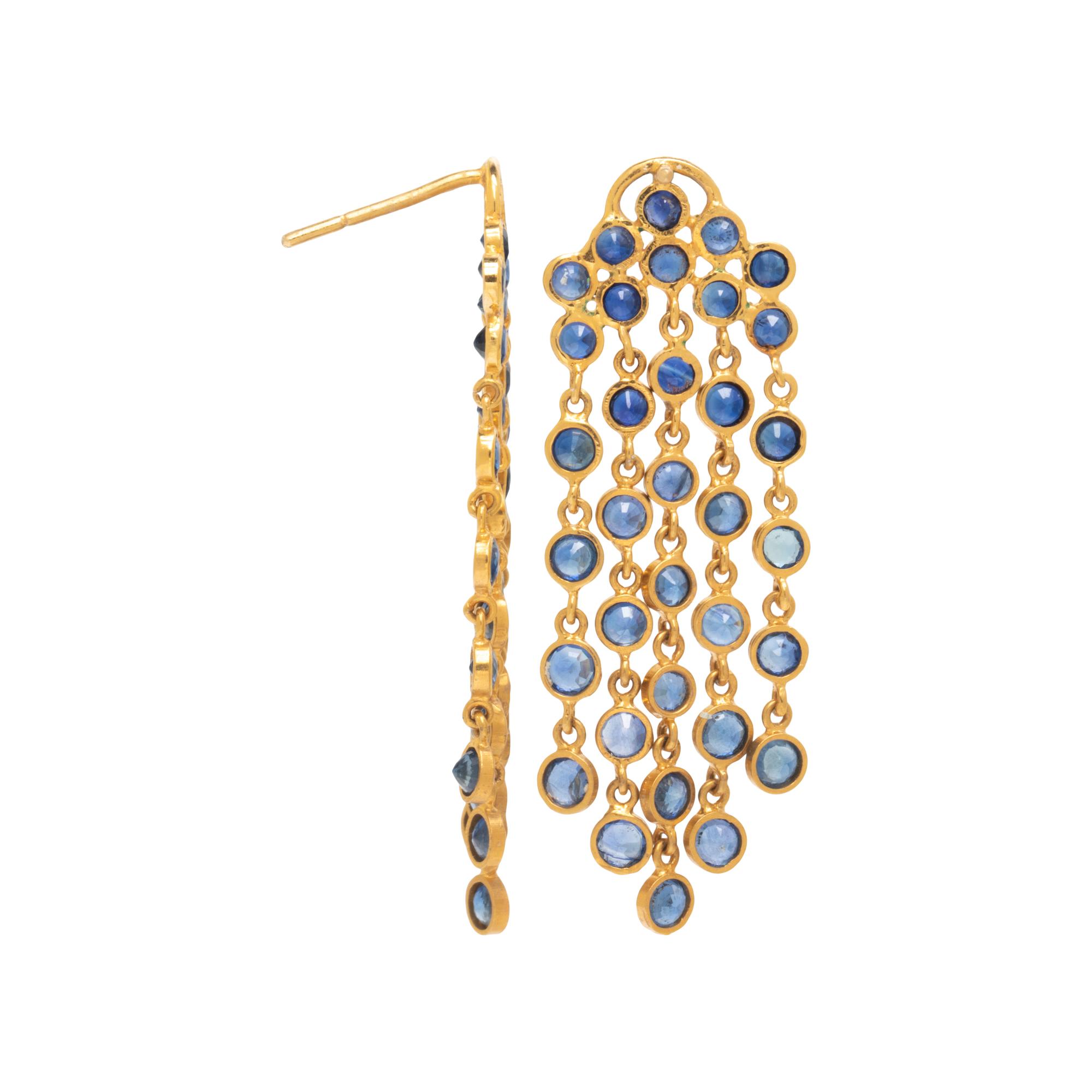 YELLOW GOLD AND SAPPHIRE FRINGE EARRINGS