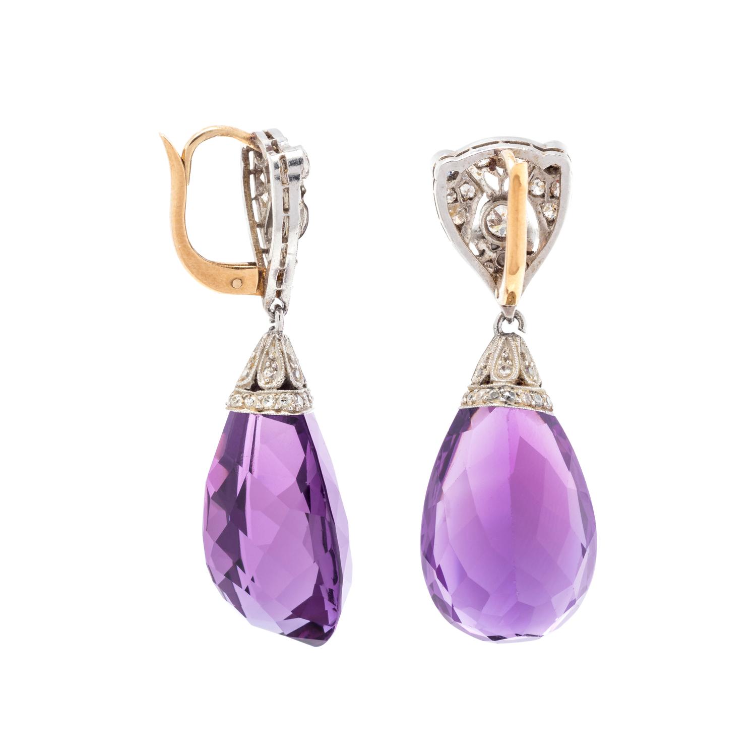AMETHYST AND DIAMOND EARRINGS