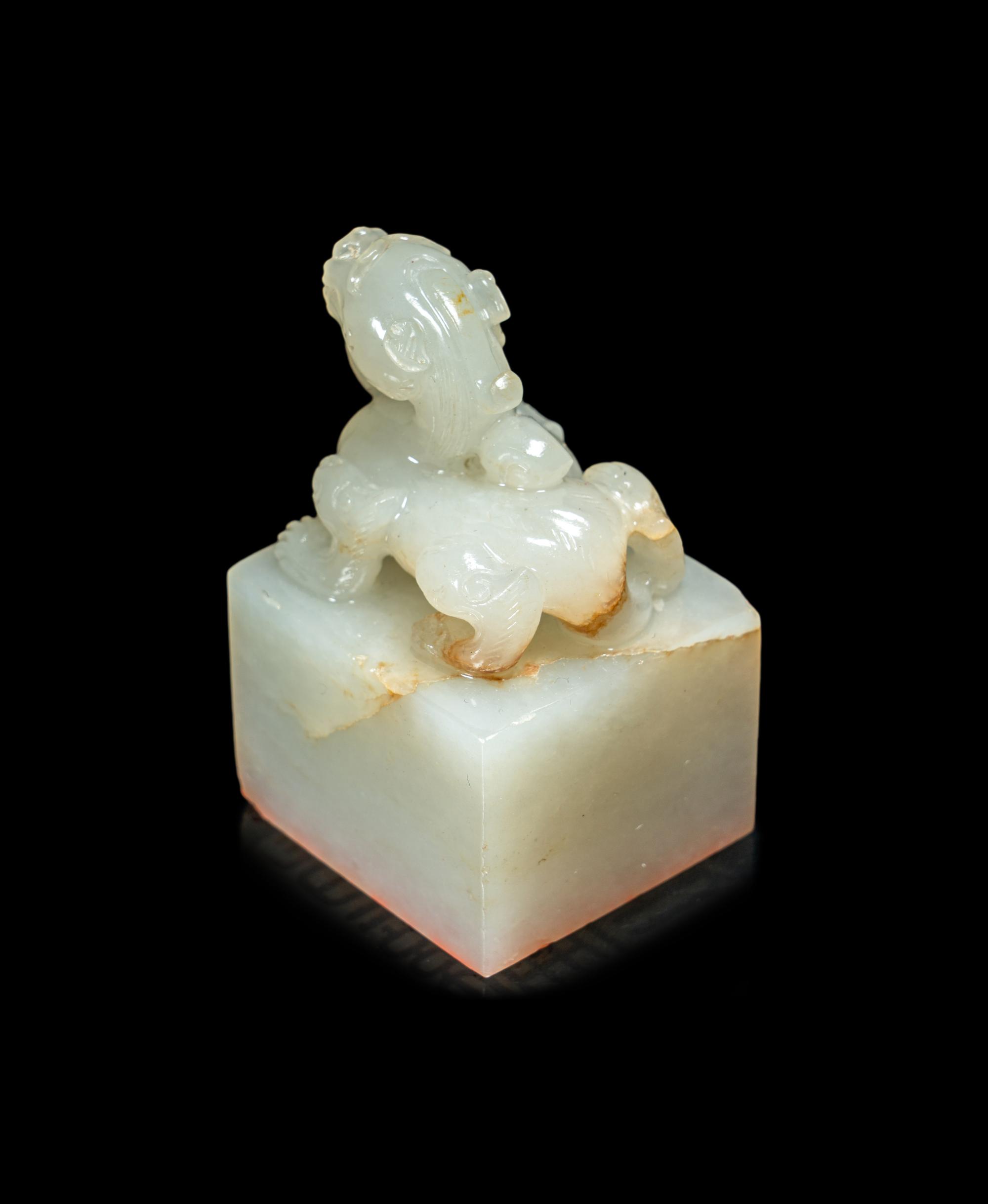 A Chinese Carved White Jade Seal