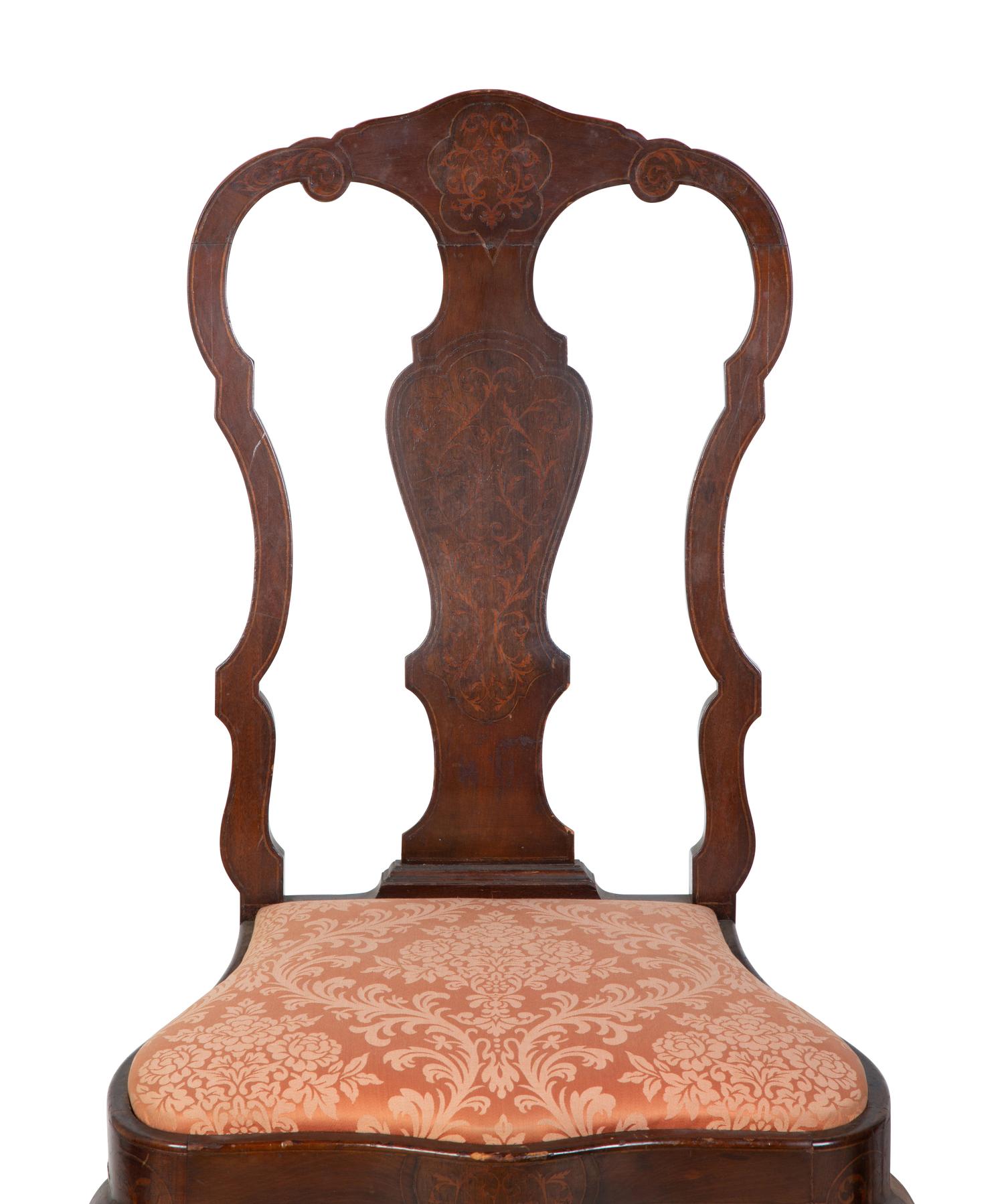 A Pair of Continental Marquetry Side Chairs — 19TH CENTURY