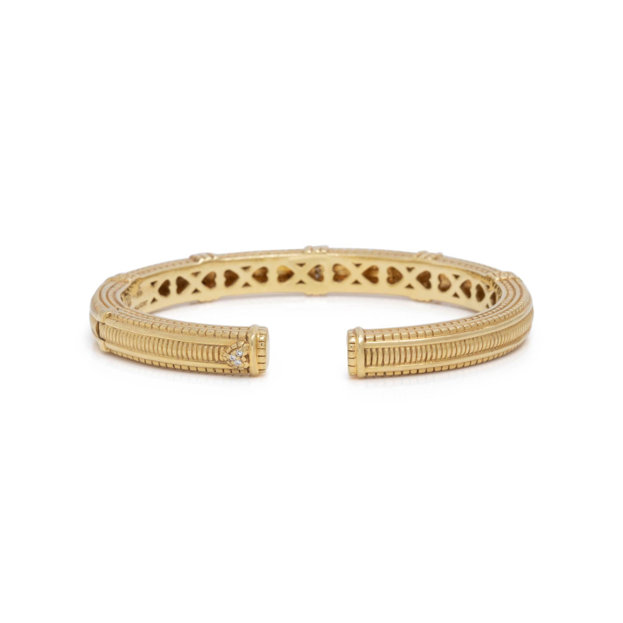 JUDITH RIPKA, YELLOW GOLD AND DIAMOND CUFF BRACELET