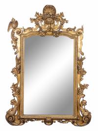 A Large Italian Baroque Style Giltwood Mirror