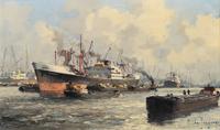 Marinus Johannes de Jongere, (Dutch, 1912-1978), Rotterdam Harbor