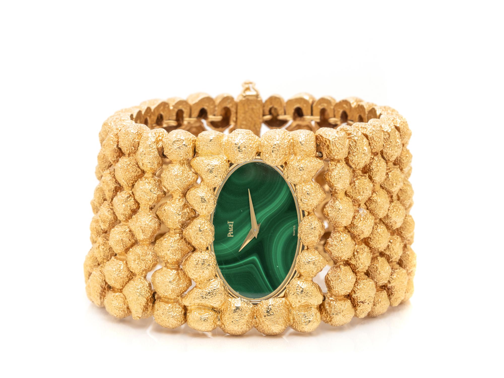 PIAGET, 18K YELLOW GOLD AND MALACHITE 'NUGGET' WATCH