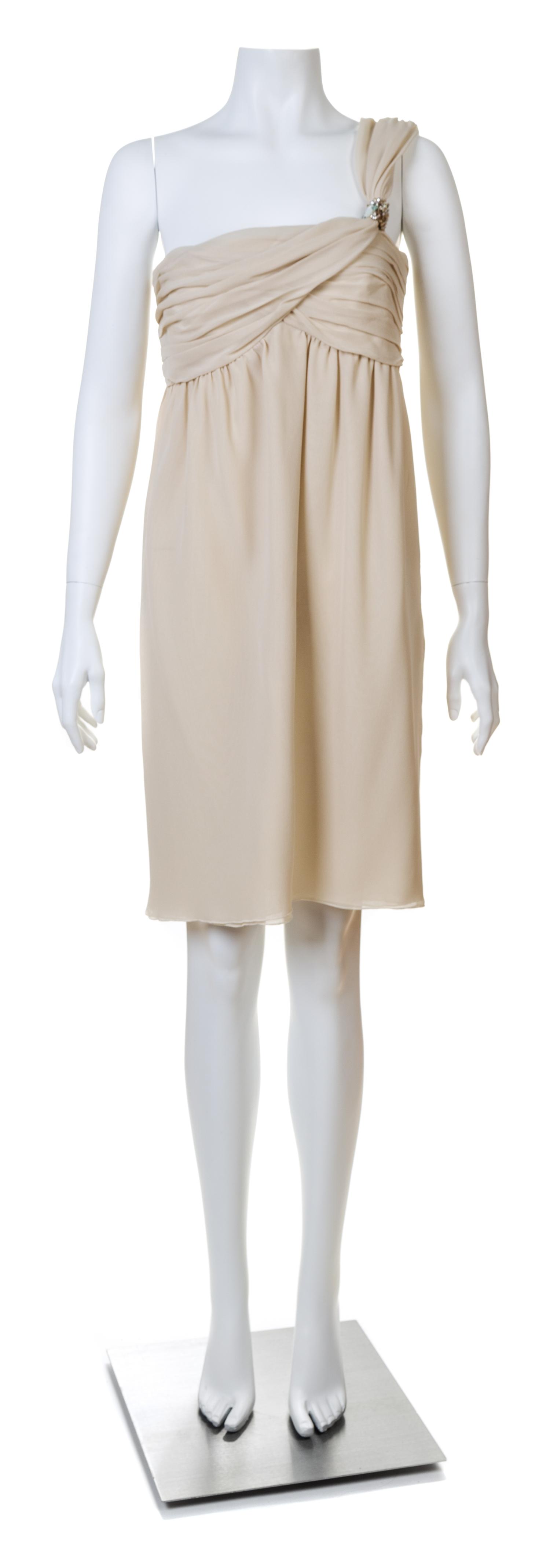 A Valentino Ivory Silk One Shoulder Cocktail Dress, No size.