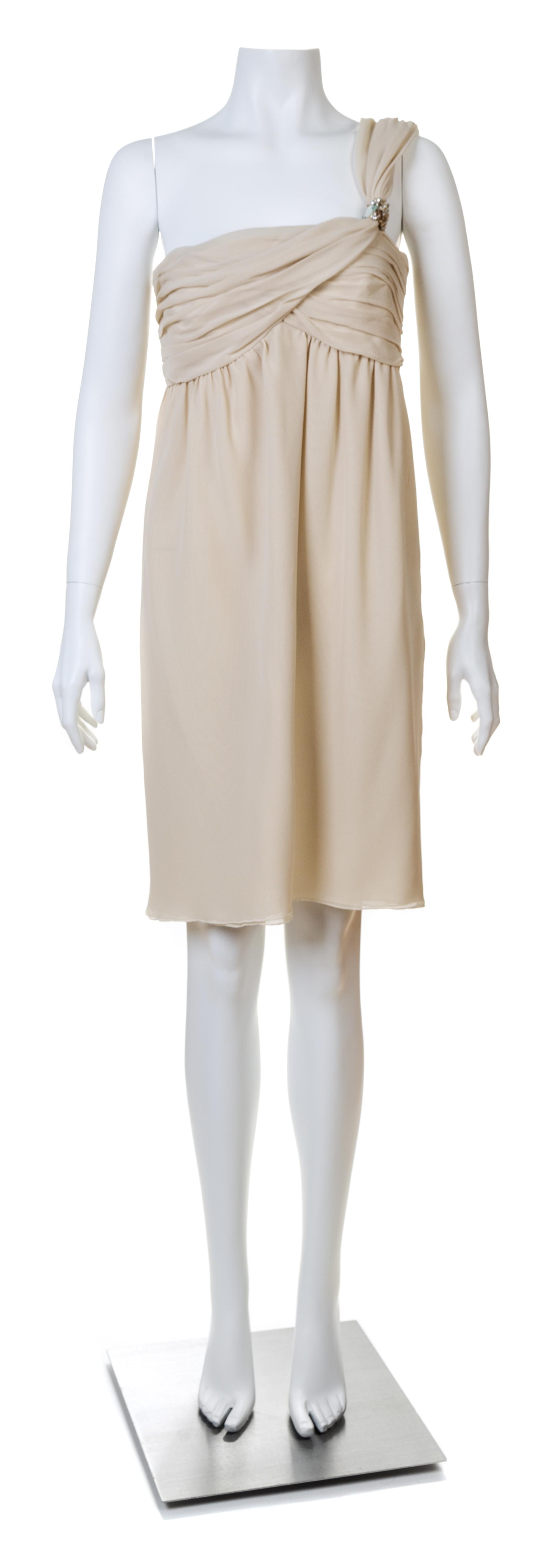 A Valentino Ivory Silk One Shoulder Cocktail Dress, No size.