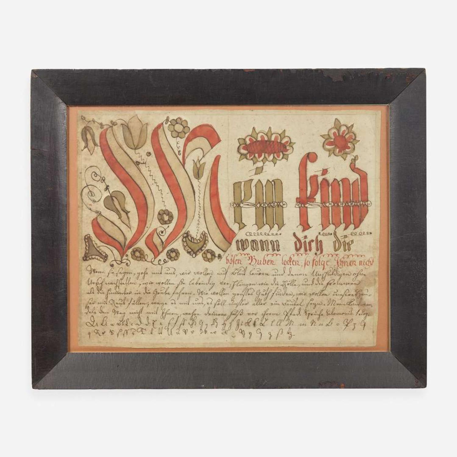 Attributed to Johann Jacob Friedrich Krebs (c. 1749-1815) A Fraktur: Vorschrift