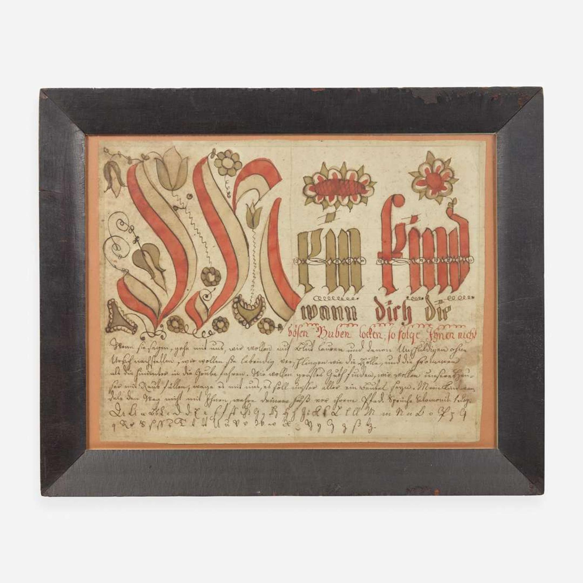 Attributed to Johann Jacob Friedrich Krebs (c. 1749-1815) A Fraktur: Vorschrift