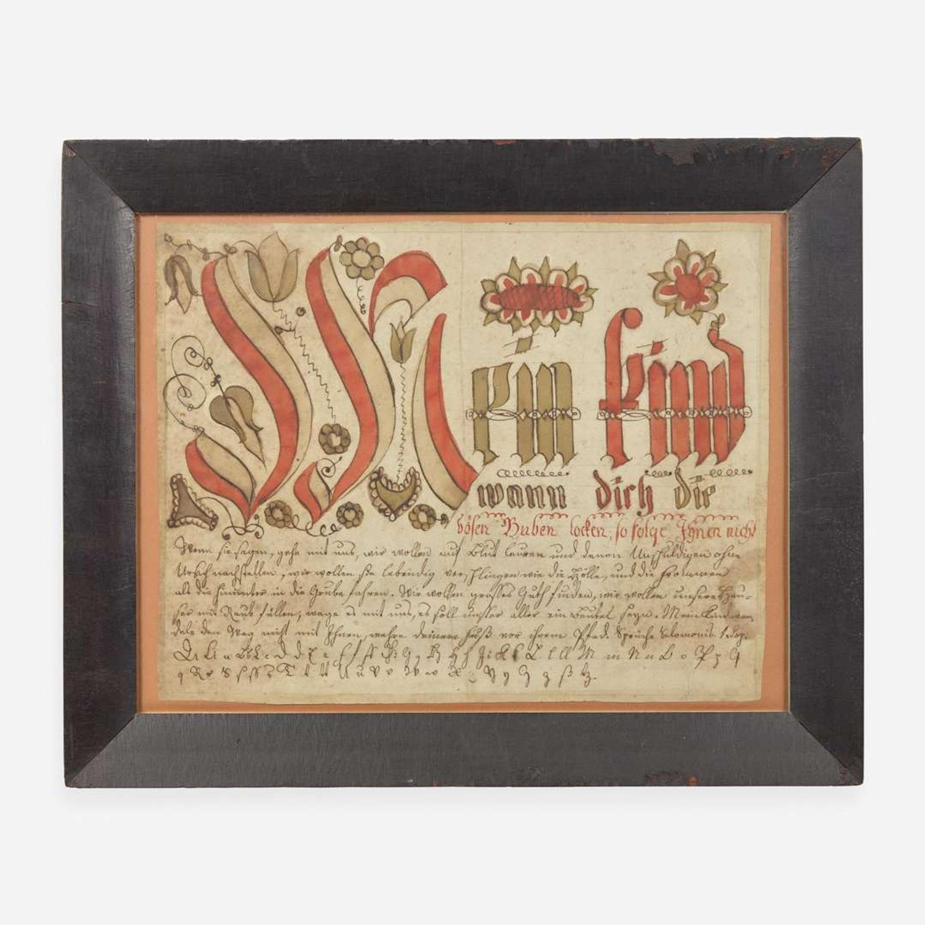 Attributed to Johann Jacob Friedrich Krebs (c. 1749-1815) A Fraktur: Vorschrift